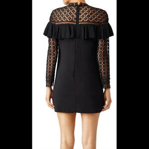 Slate and Willow Black Ana Dress Size 4 - ruffles, crochet long sleeve